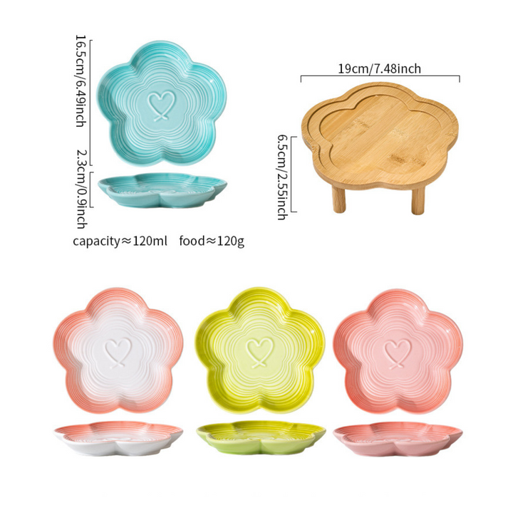 Plum Blossom-Shaped Ceramic Pet Bowl