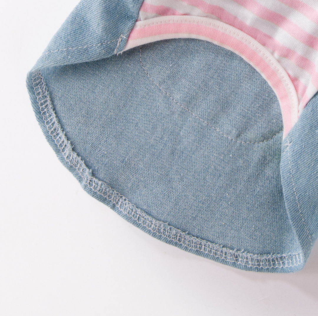 Denim Patchwork Pet Dress with D-Ring for Cats &amp; Small Dogs