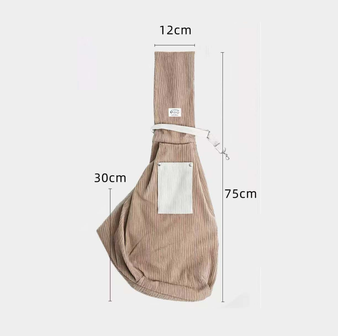 Warm Corduroy Pet Sling Carrier Bag for Small Pets Up to 6 kg