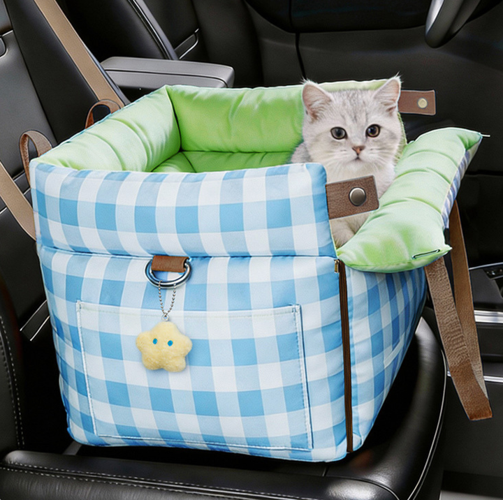 Water-Resistant Convertible Pet Car Seat and Bed with Safety Clip