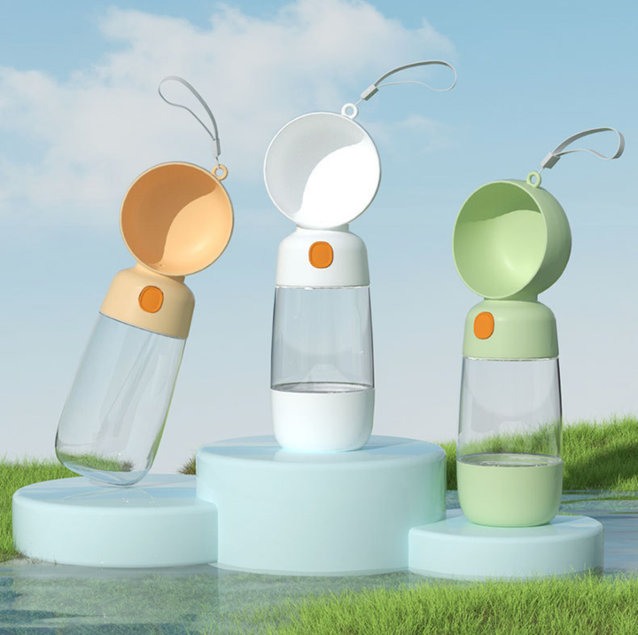 On-the-Go Portable Pet Water Bottle with Food Storage for Dogs &amp; Cats