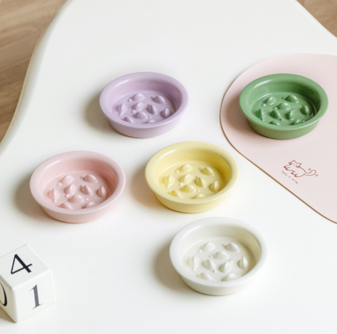 Little Fish Ceramic Slow Feeder Bowl for Cats &amp; Small Dogs