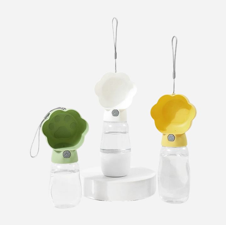 Paw-Shaped Portable Pet Water &amp; Food Bottle – 2-in-1 Travel Dispenser
