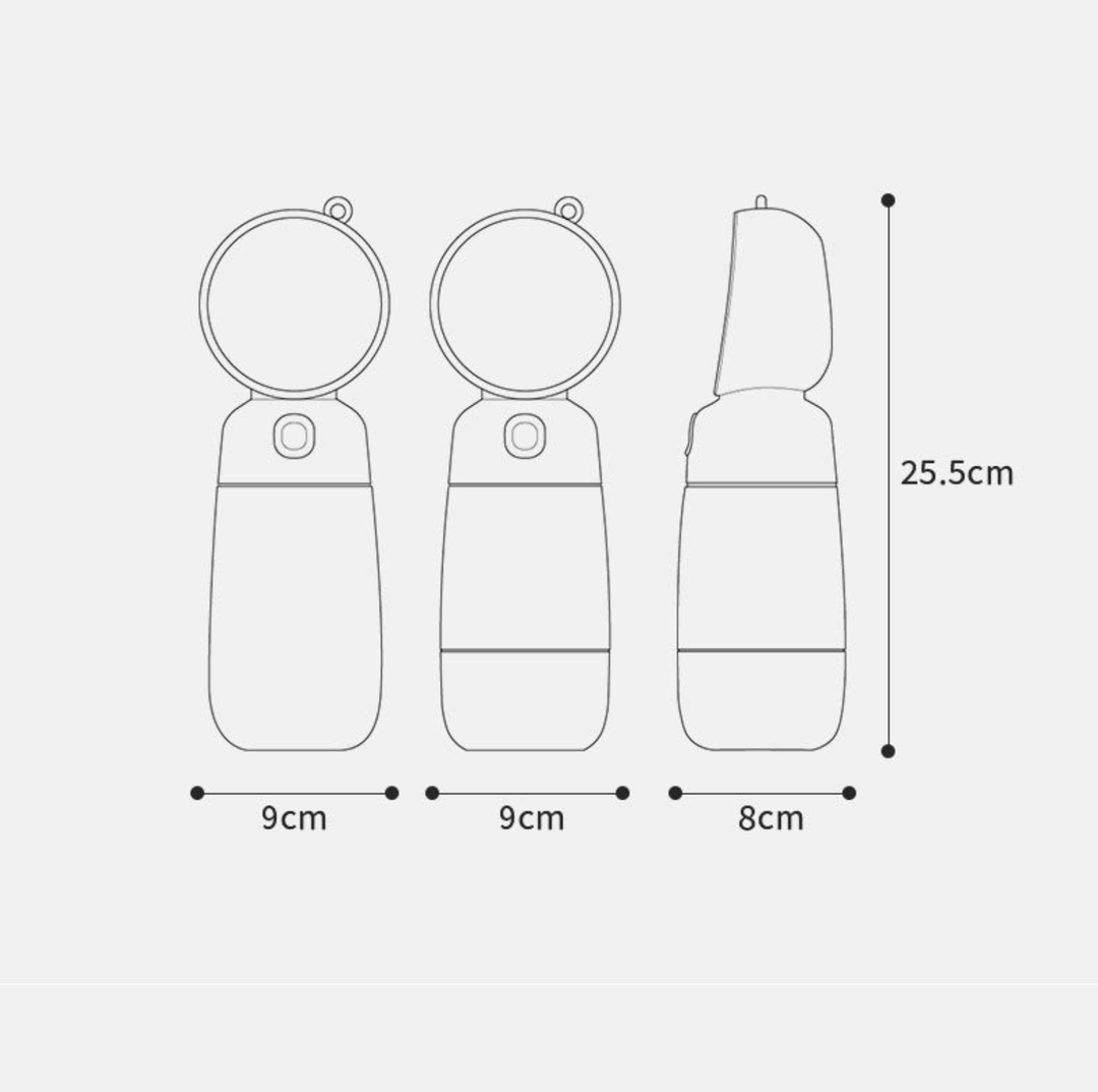 On-the-Go Portable Pet Water Bottle with Food Storage for Dogs &amp; Cats