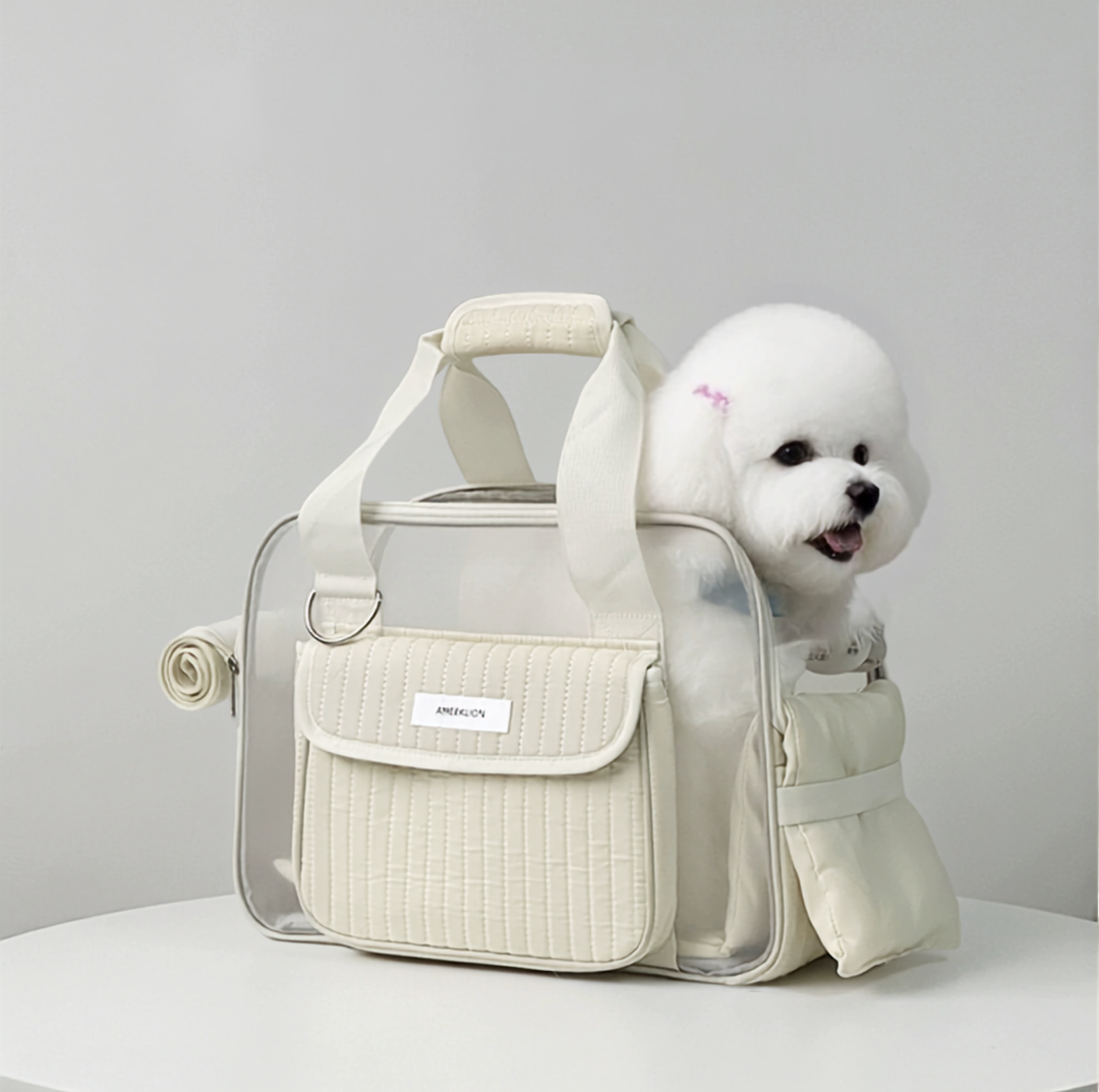 Quilted Mesh Pet Carrier Bag with Shoulder Strap - Up to 6 kg