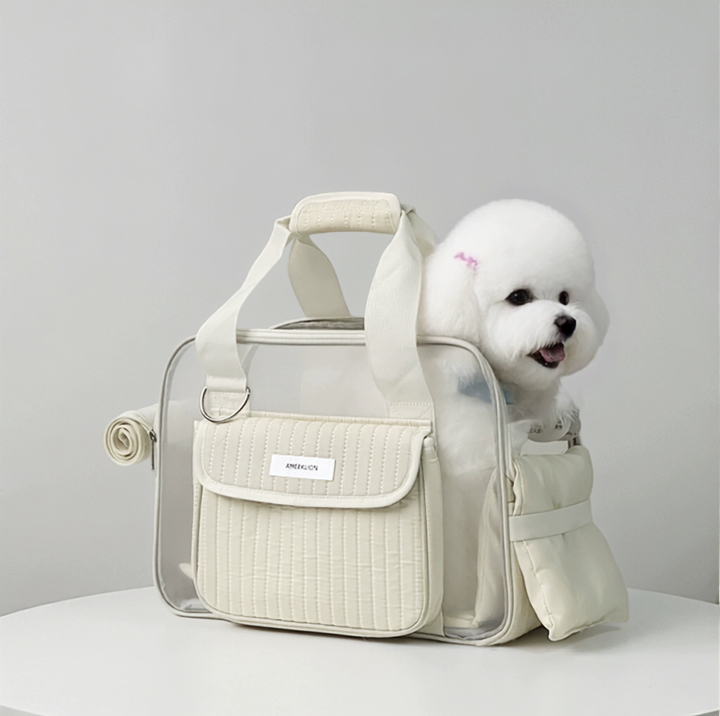 Quilted Mesh Pet Carrier Bag with Shoulder Strap - Up to 6 kg