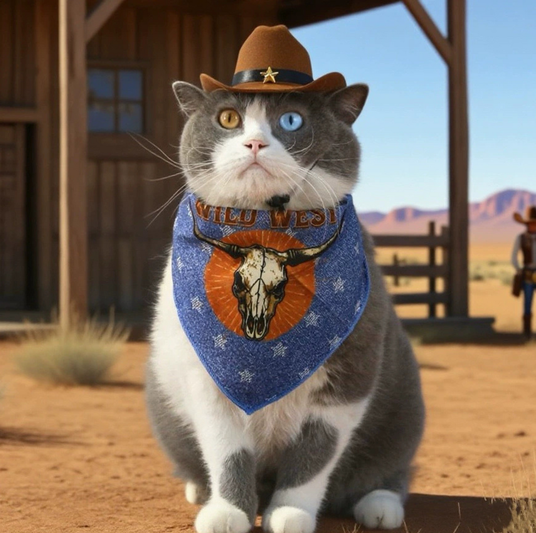 Western Cowboy Pet Hat &amp; Bandana Set