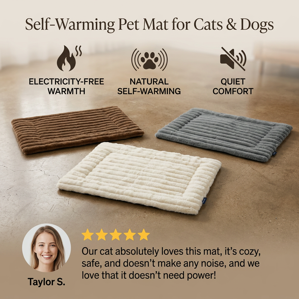 Self-Warming Pet Mat for Cats &amp; Dogs – Quiet, Non-Slip &amp; Electricity-Free
