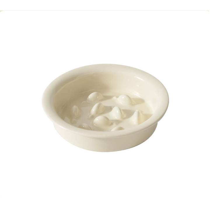 Little Fish Ceramic Slow Feeder Bowl for Cats &amp; Small Dogs