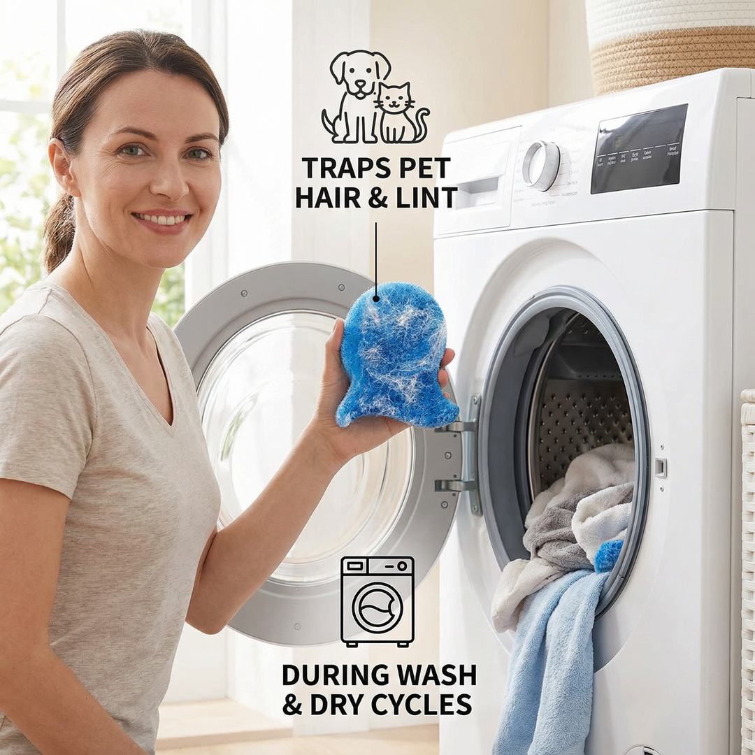 Washing Machine Pet Hair Remover – Sticky Lint Catcher for Dog &amp; Cat Hair