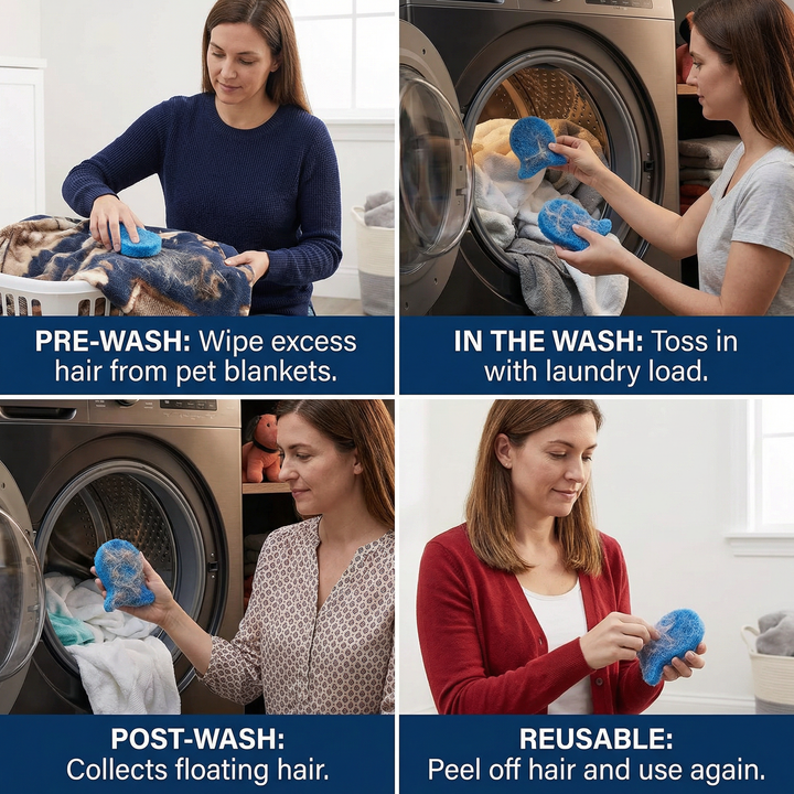 Washing Machine Pet Hair Remover – Sticky Lint Catcher for Dog &amp; Cat Hair