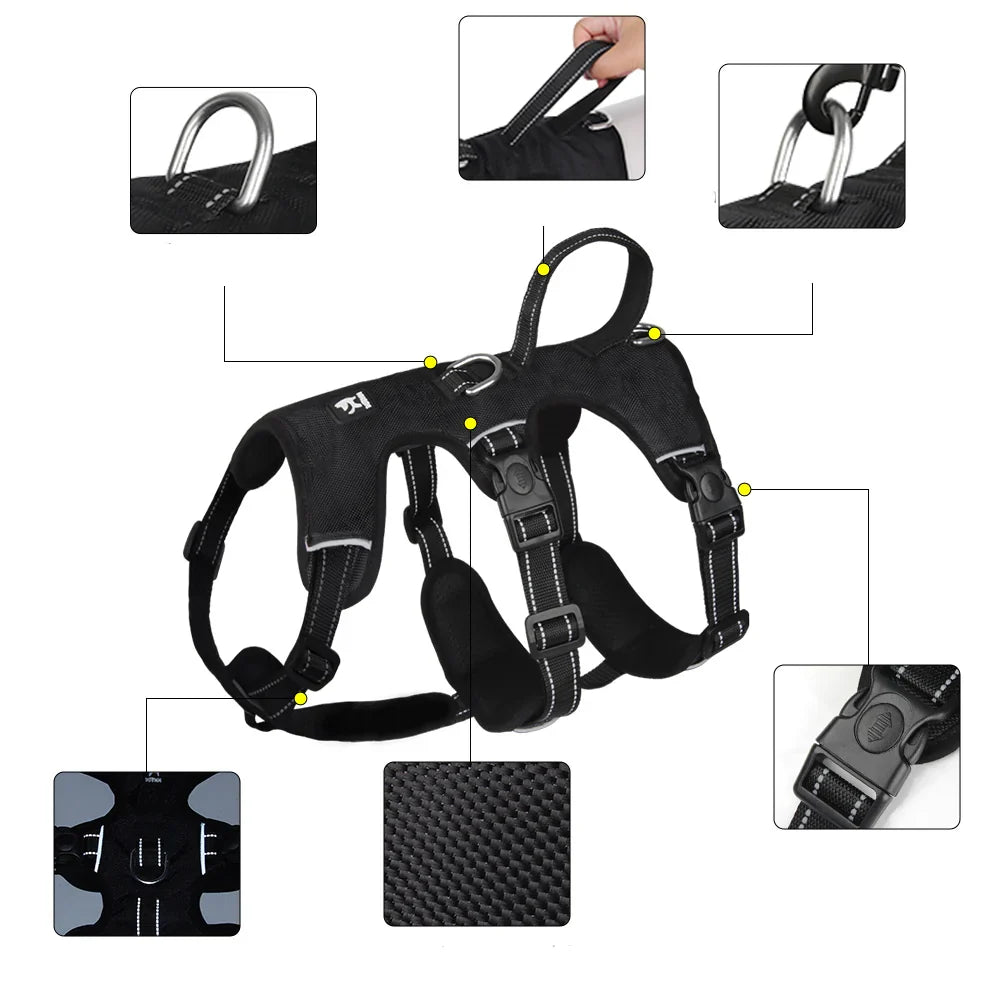 Reflective Anti-Pull Dog Harness – GripGuard Comfort