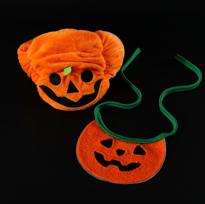 Halloween Pumpkin Hat &amp; Ghost Bib Set for Cats and Dogs