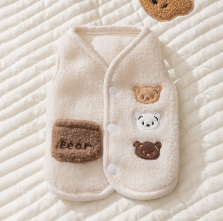 Bear Embroidered Teddy Fleece Pet Vest for Cats &amp; Small Dogs