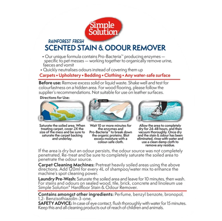 SIMPLE SOLUTION Home Stain &amp; Odour Remover | Rainforest Fresh 750ml