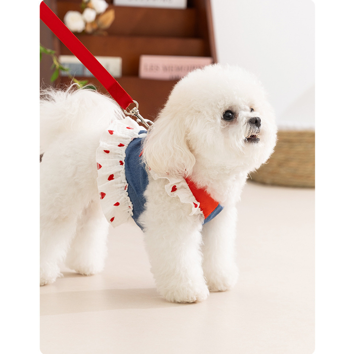 Denim Strawberry Suspender Pet Dress for Cats &amp; Small Dogs