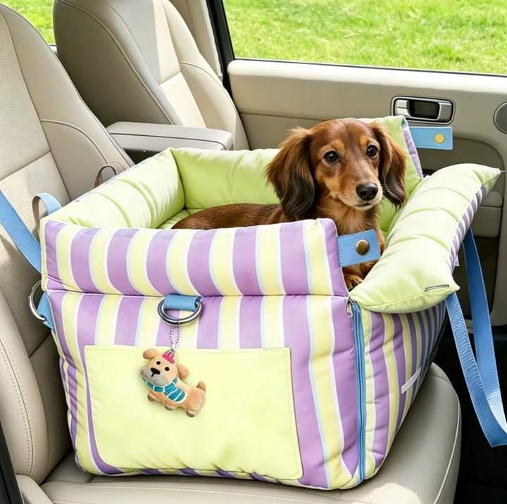 Water-Resistant Convertible Pet Car Seat and Bed with Safety Clip