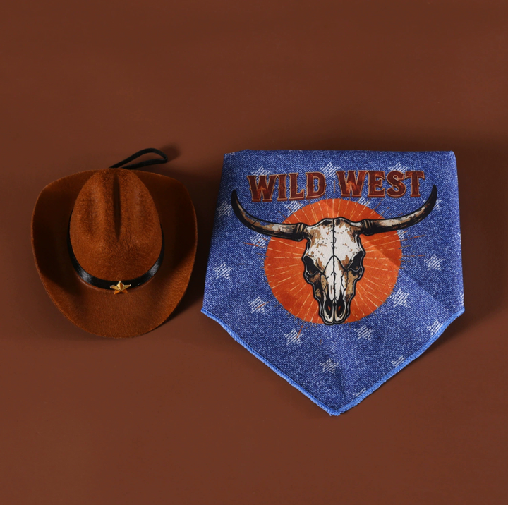 Western Cowboy Pet Hat &amp; Bandana Set