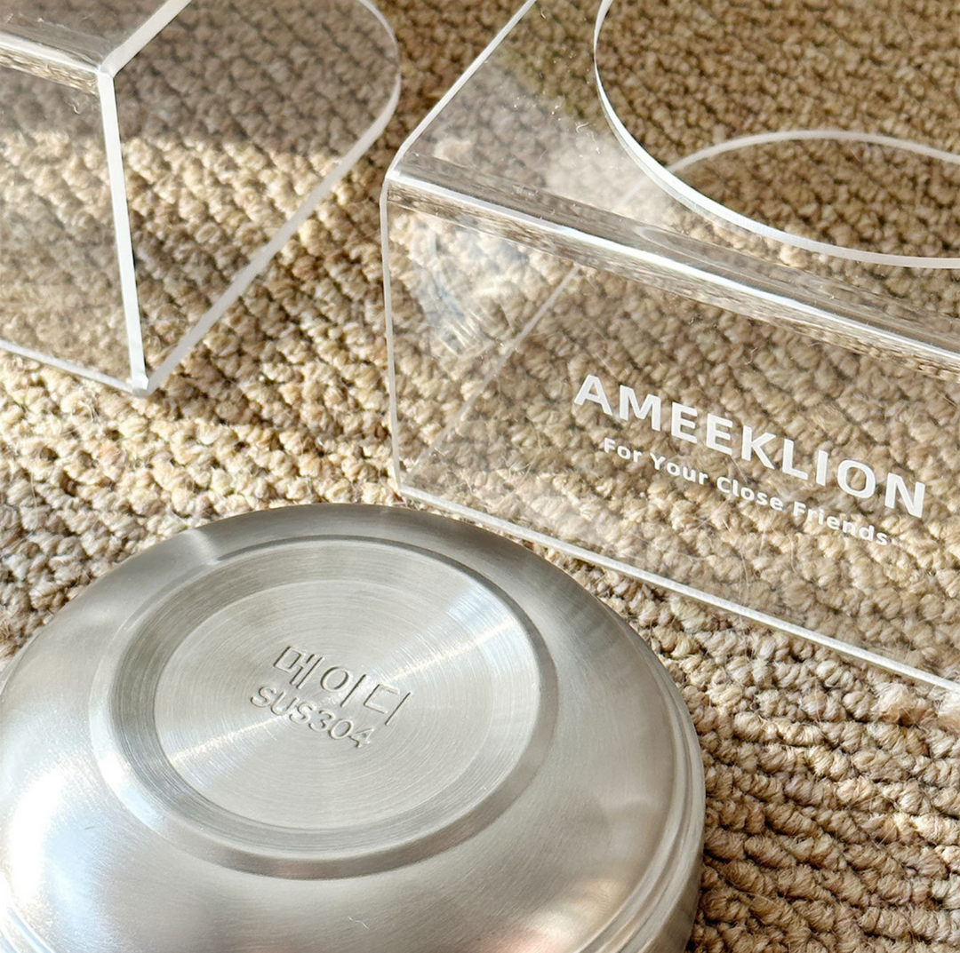 304 Stainless Steel Pet Food Bowl with Clear Acrylic Stand