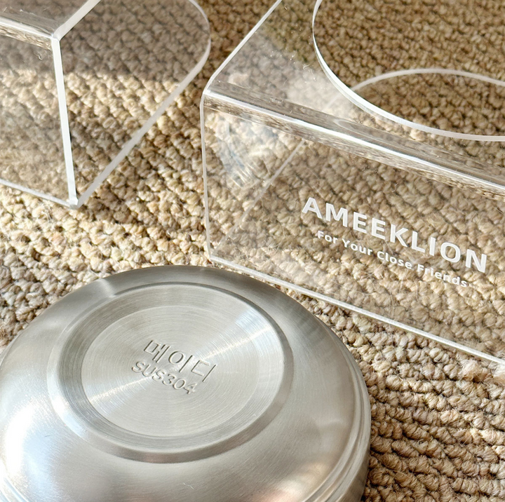 304 Stainless Steel Pet Food Bowl with Clear Acrylic Stand