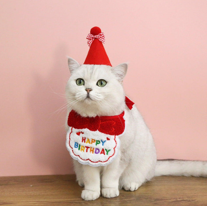 Pet Birthday Ensemble - Embroidered Hat &amp; Bib Accessory Pack