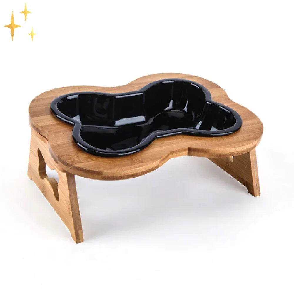 Elevated Ceramic Dog Bowl with Wooden Stand – Paws &amp; Feast