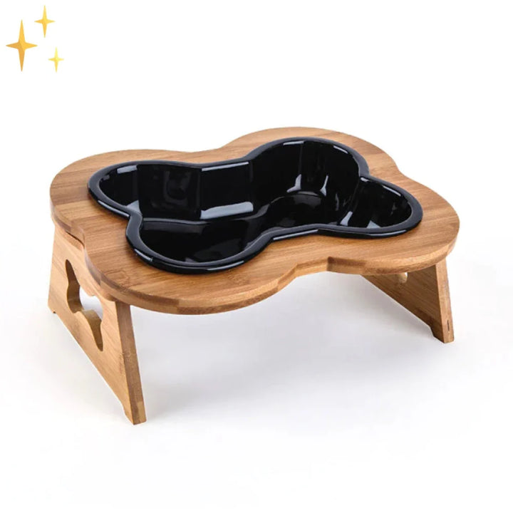 Elevated Ceramic Dog Bowl with Wooden Stand – Paws &amp; Feast
