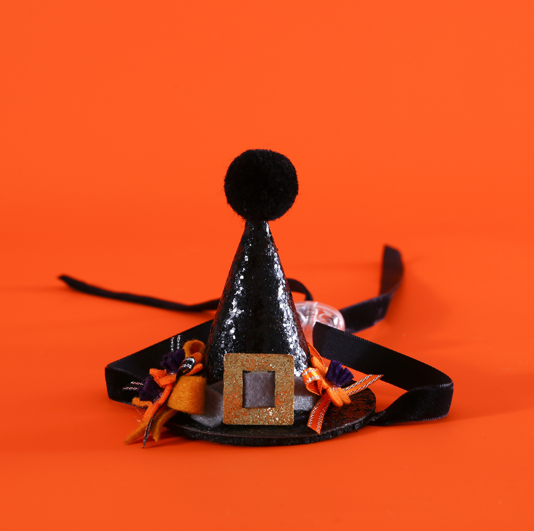 Halloween Witch Hat &amp; Velvet Bow Tie Set for Cats and Small Dogs