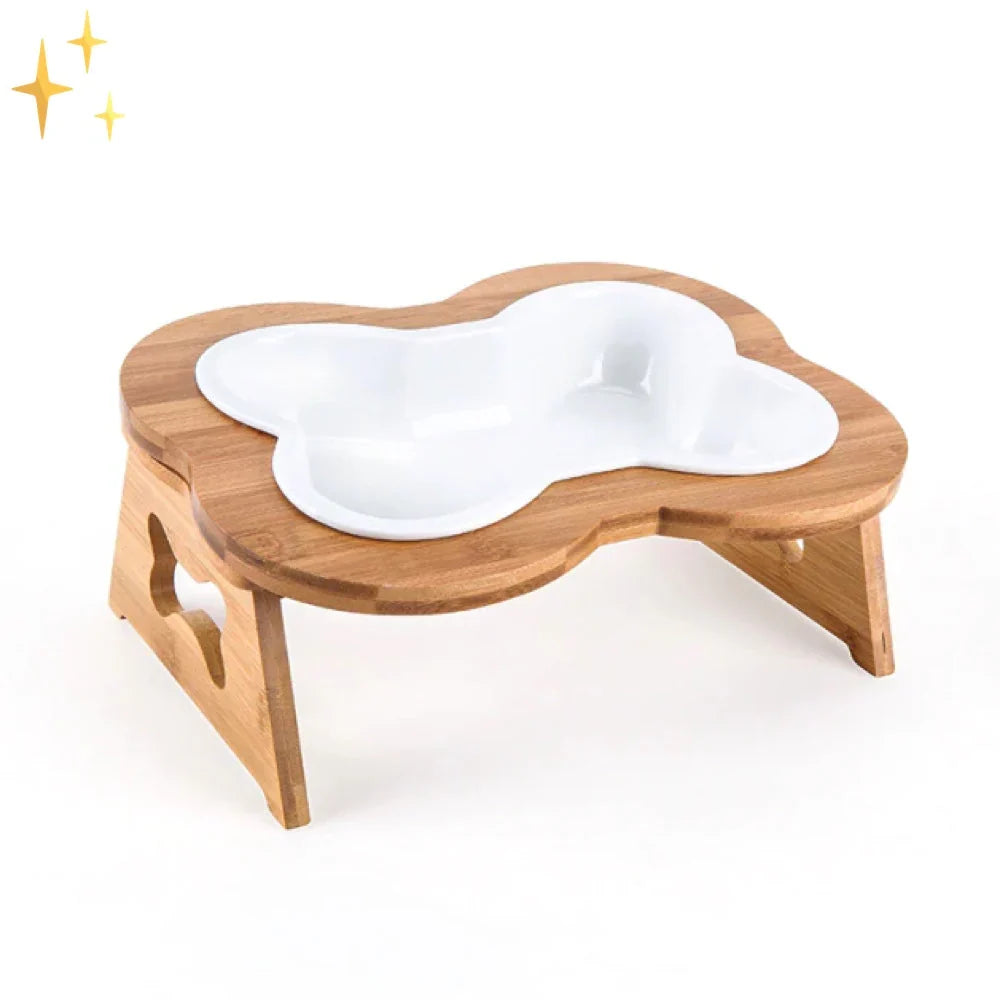 Elevated Ceramic Dog Bowl with Wooden Stand – Paws &amp; Feast