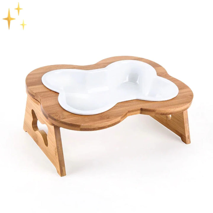 Elevated Ceramic Dog Bowl with Wooden Stand – Paws &amp; Feast