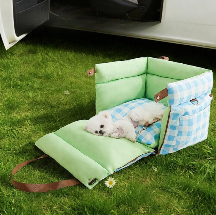 Water-Resistant Convertible Pet Car Seat and Bed with Safety Clip