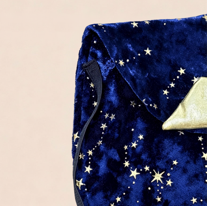 Starry Velvet Hooded Pet Cape with Gold Bow