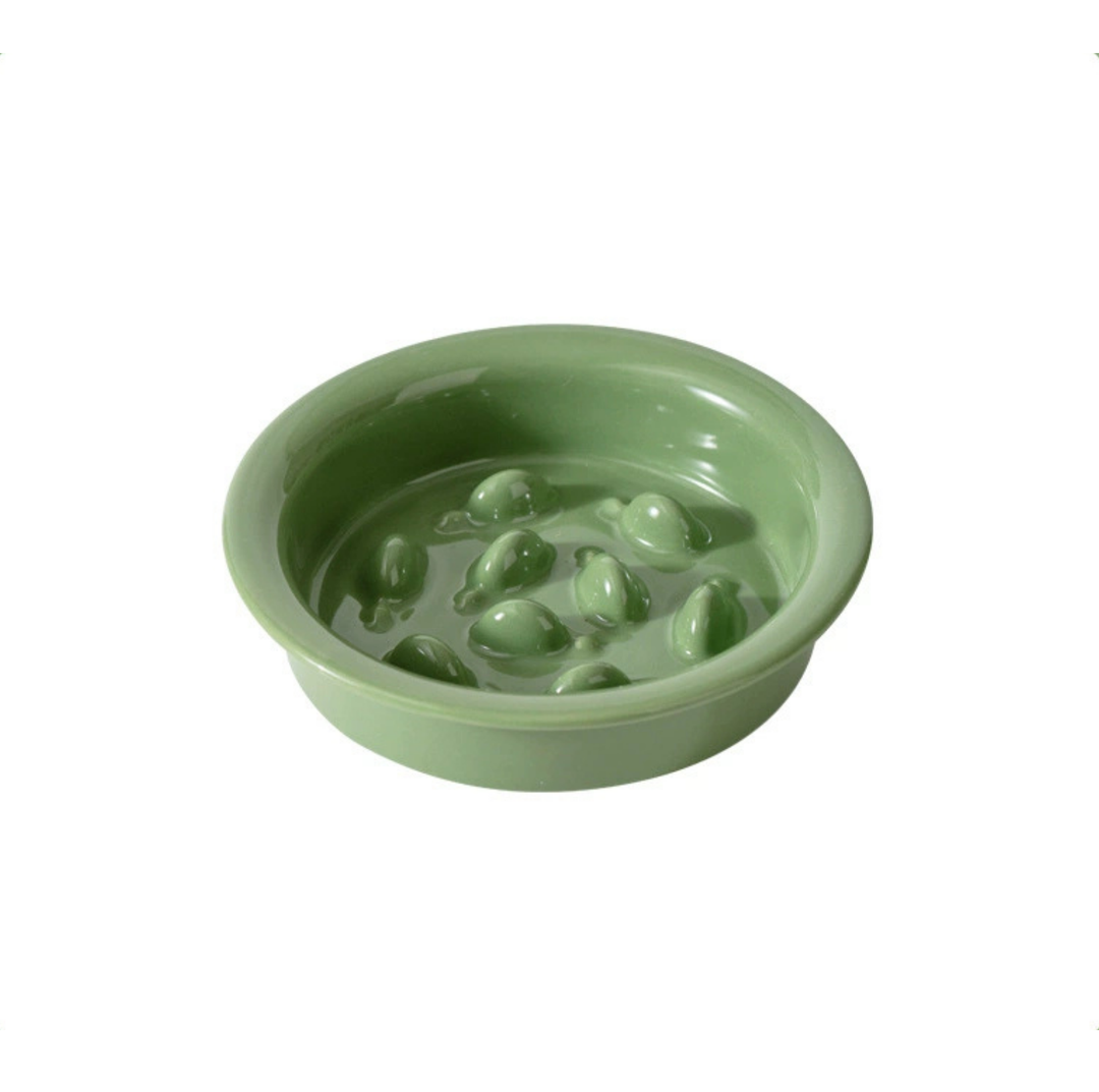Little Fish Ceramic Slow Feeder Bowl for Cats &amp; Small Dogs