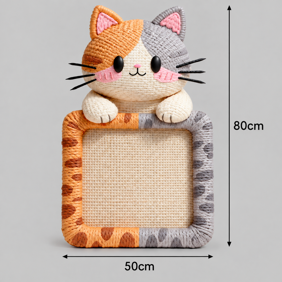 2in1 Woven Self-Adhesive Cat Scratching Mat &amp; Furniture Protector with Interactive Toy