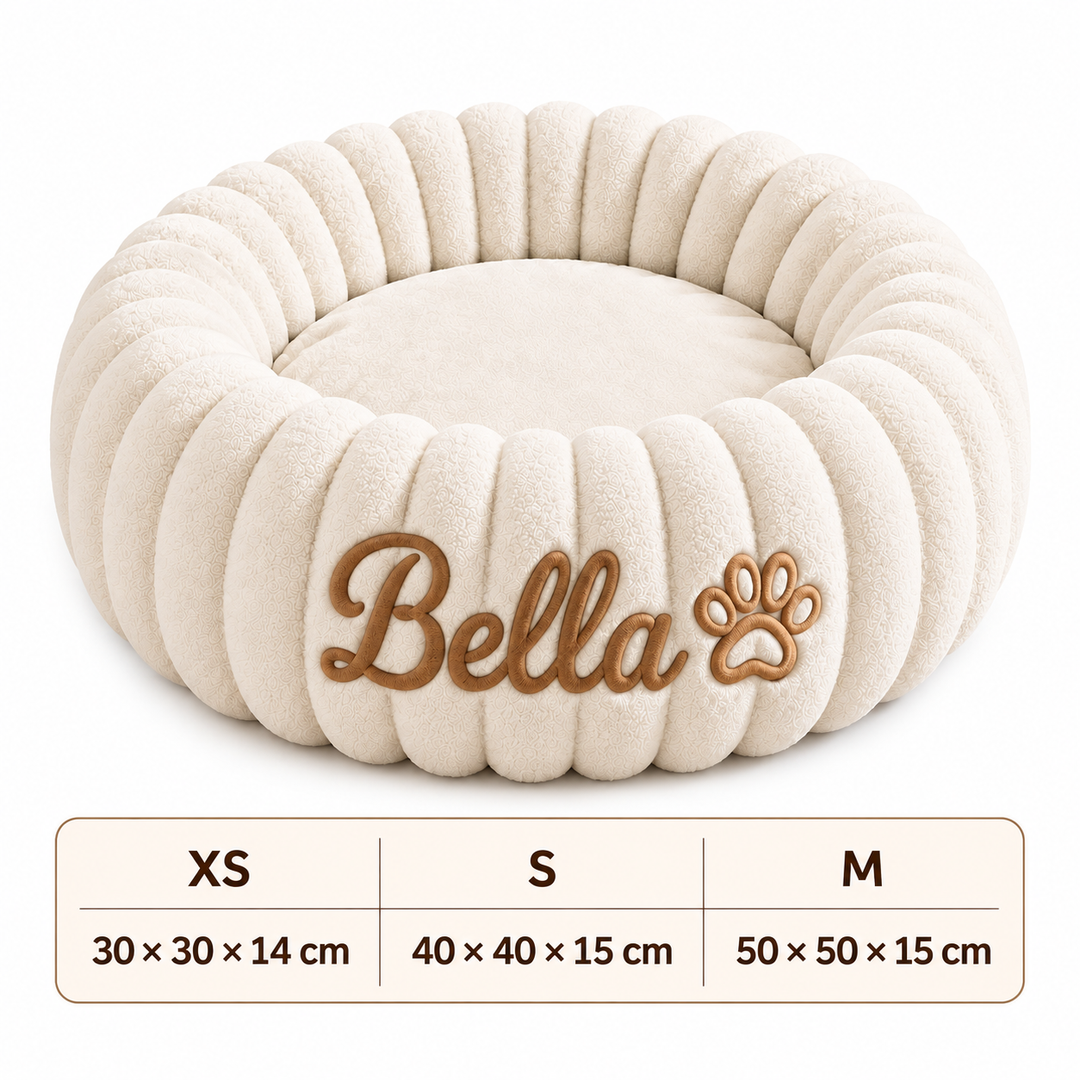 Personalized Round Fluffy CAT Bed