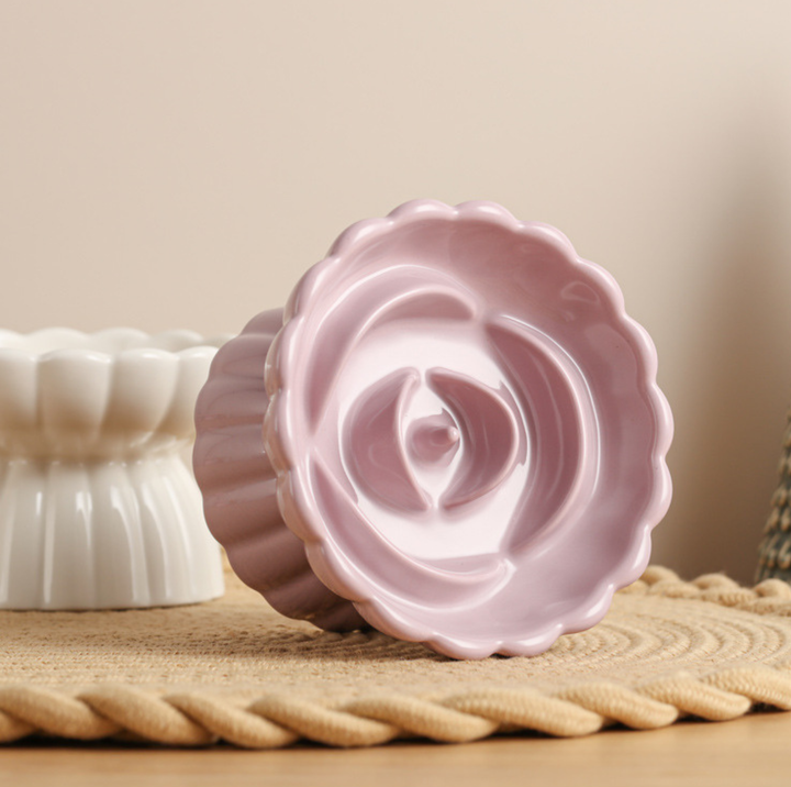 Rosette Ceramic Slow Feeder Pet Bowl