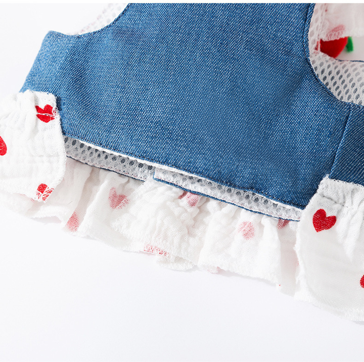 Denim Strawberry Suspender Pet Dress for Cats &amp; Small Dogs