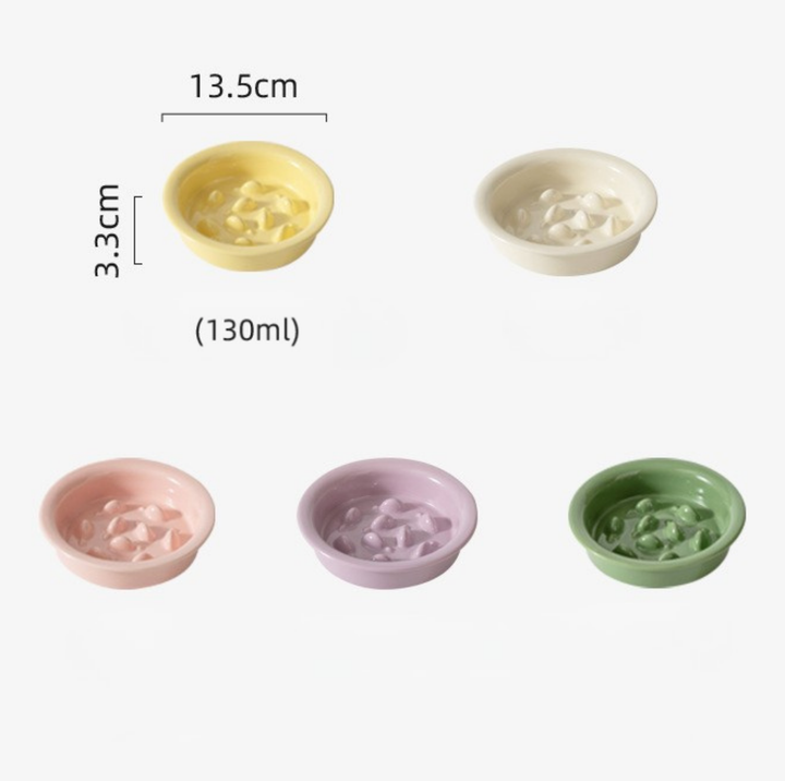 Little Fish Ceramic Slow Feeder Bowl for Cats &amp; Small Dogs