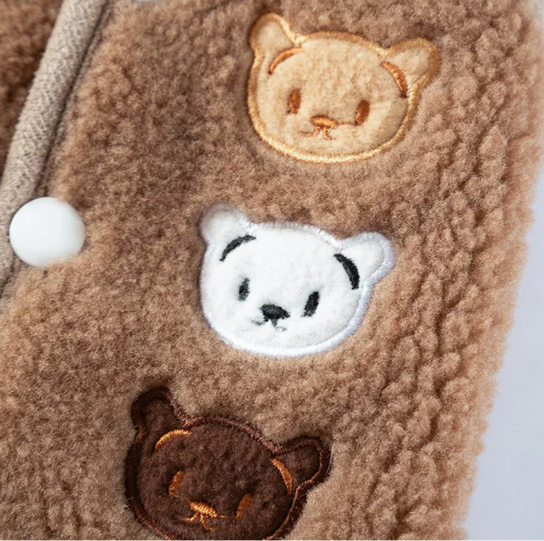 Bear Embroidered Teddy Fleece Pet Vest for Cats &amp; Small Dogs