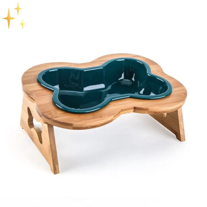 Elevated Ceramic Dog Bowl with Wooden Stand – Paws &amp; Feast