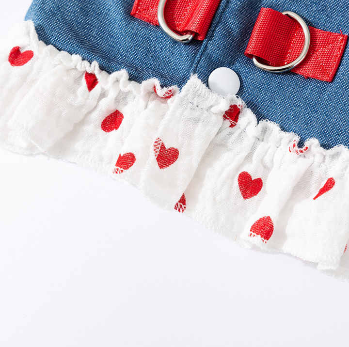 Denim Strawberry Suspender Pet Dress for Cats &amp; Small Dogs