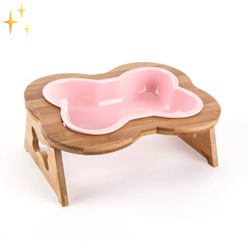 Elevated Ceramic Dog Bowl with Wooden Stand – Paws &amp; Feast