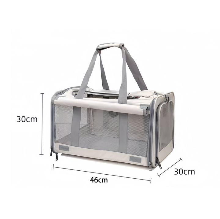 Large Foldable Mesh Pet Carrier with Roll-Up Covers - Up to 10kg