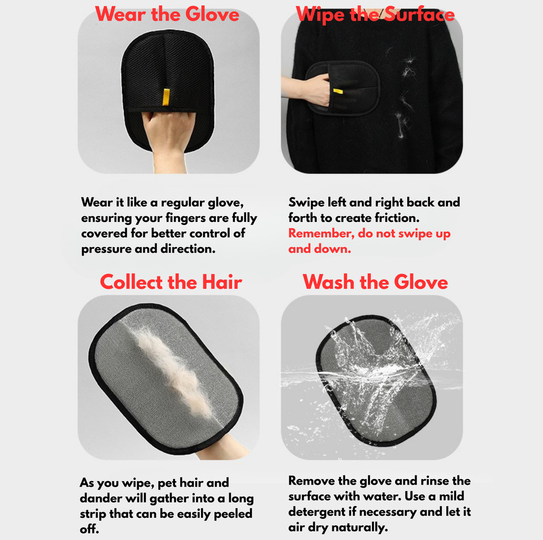 Electrostatic Pet Hair Removal Glove for Clothing, Sofas &amp; Pet Furniture