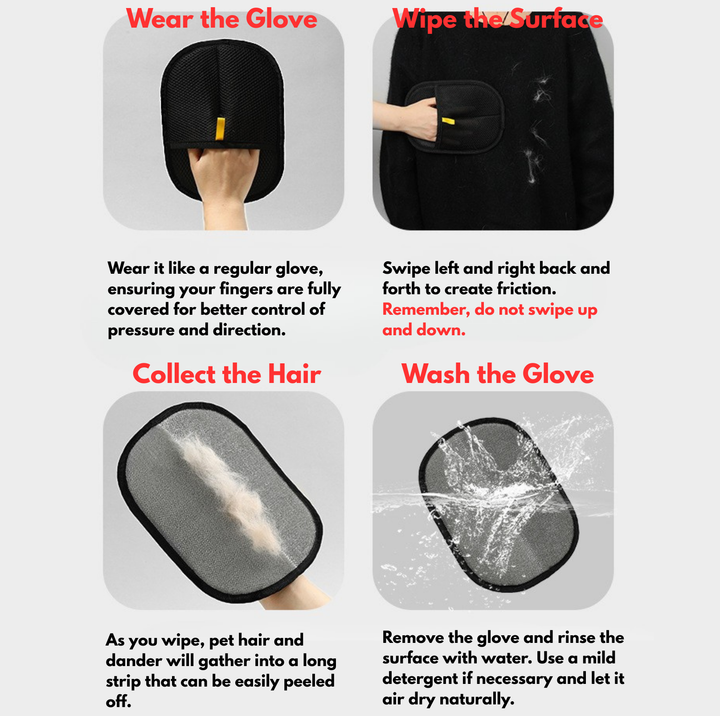 Electrostatic Pet Hair Removal Glove for Clothing, Sofas &amp; Pet Furniture