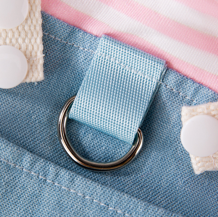 Denim Patchwork Pet Dress with D-Ring for Cats &amp; Small Dogs