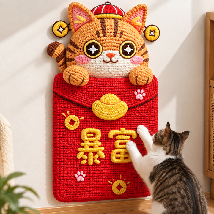 2in1 Woven Self-Adhesive Cat Scratching Mat &amp; Furniture Protector with Interactive Toy