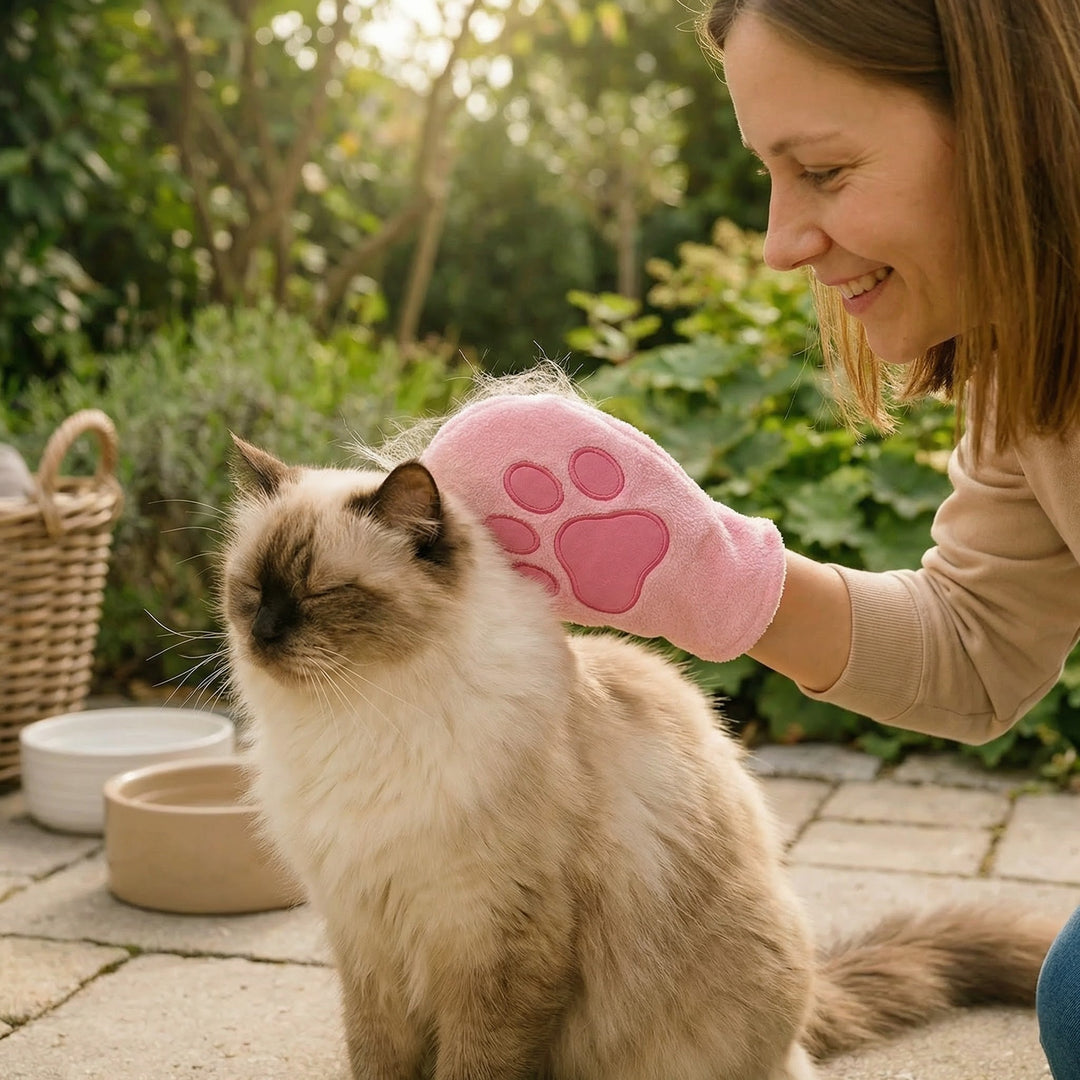 Animal care microfibre glove – dry bath towel &amp; coat cleaning for cats