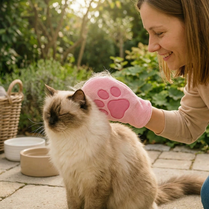 Animal care microfibre glove – dry bath towel &amp; coat cleaning for cats
