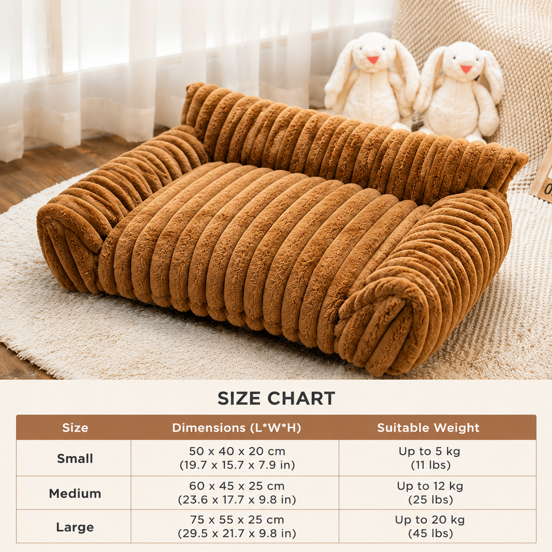 Fluffy Cloud Pet Sofa Bed with Soft Bolsters &amp; Washable Cover